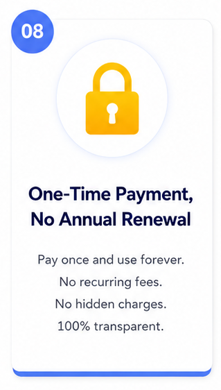 One Time Charges, No Recurring Fee